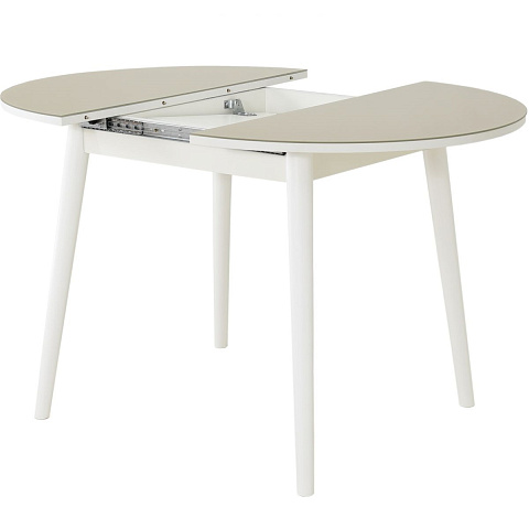 Стол «Ривьера» круг стекло капучино, белый прямые. Фото 5