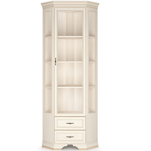 Шкаф-витрина угловой Сиена, бежевая. Фото 1