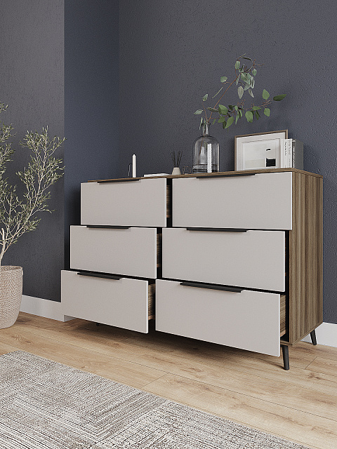 Комод Роза 1300 Ройс, бежевый скин. Фото 2