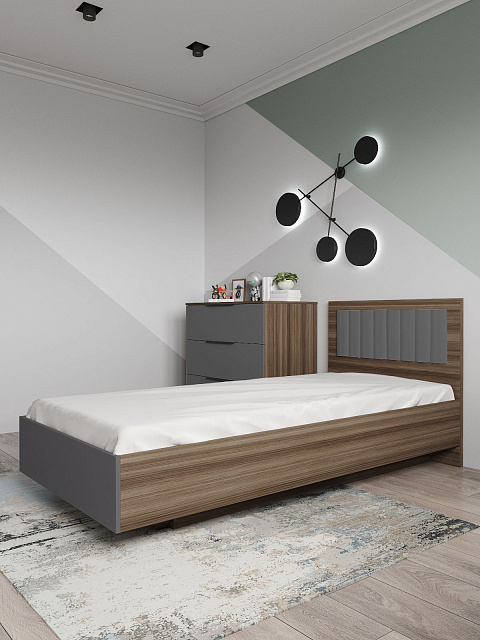 Кровать Роза 90x200см, графит скин. Фото 2