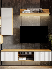 Тумба ТВ «Милан» с нишей, дуб золотой/белый матовый от магазина Мебельный дом