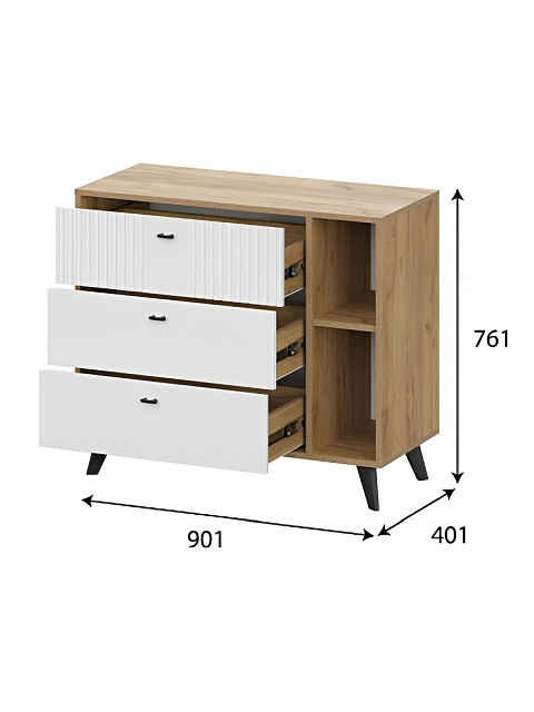 Комод «Милан» 3я, дуб золотой/белый матовый. Фото 3