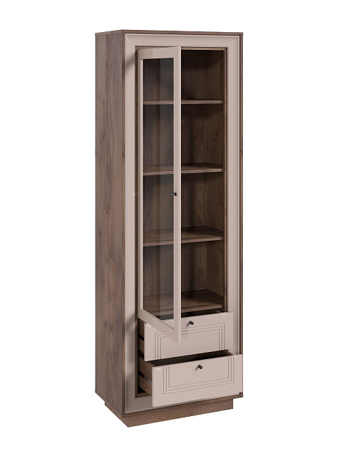 Шкаф с витриной «Прато», таксония шоколад/кофе с молоком. Фото 3