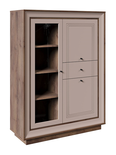 Шкаф с витриной «Прато» низкий, таксония шоколад/кофе с молоком. Фото 2