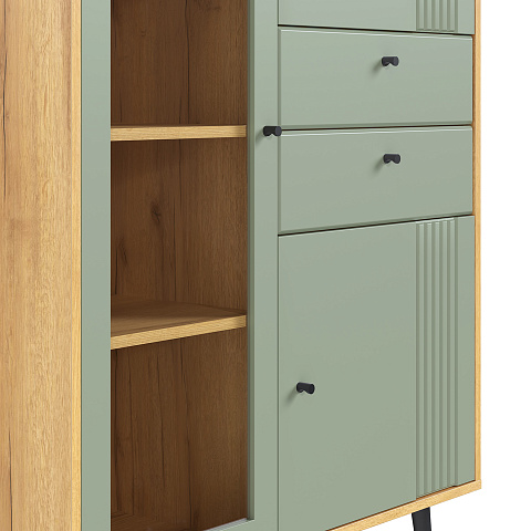 Шкаф с витриной Вега Саксония 94, серо-зеленый. Фото 5