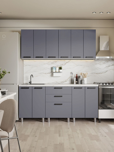 Кухонный гарнитур «Лаванда» 1,8м, сталь. Фото 1