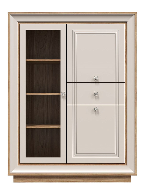 Шкаф с витриной «Прато» низкий, вяз/газания матовый. Фото 1