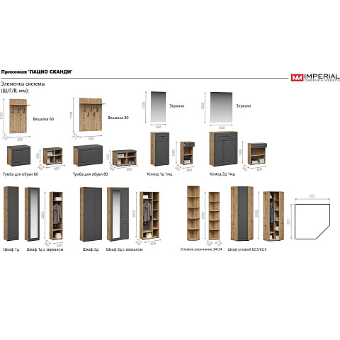 Шкаф «Лацио Сканди» 1д ЛВ, Вотан/Сканди графит. Фото 4
