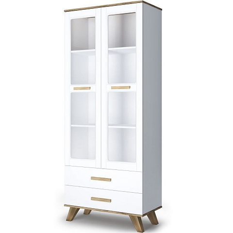 Шкаф-витрина Вега Скандинавия 800, белый глянец. Фото 1