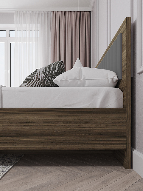 Кровать Роза 140x200см, графит скин. Фото 3