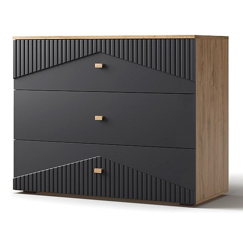 Спальня «Оливия» КМК 0971, дуб наварра/шагрень черная. Фото 6