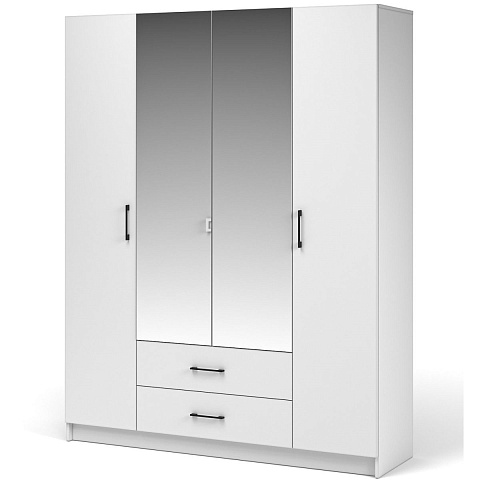 Шкаф «Чикаго» 4д2ящ с зеркалами MAX, белый. Фото 1