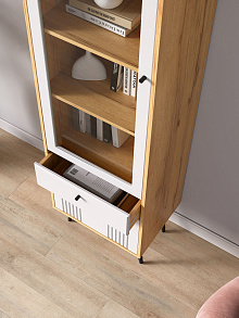 Шкаф с витриной Вега Саксония 54, белый матовый от магазина Мебельный дом