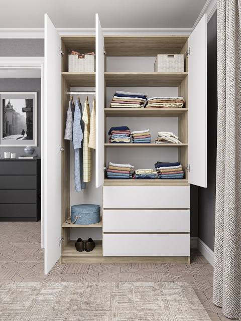 Шкаф Мори МШ 1200.1, Сонома/Белый. Фото 2