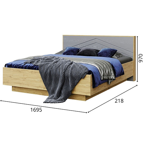 Кровать «Тиана» 160x200 КМК 0967.3, дуб наварра/графит. Фото 2