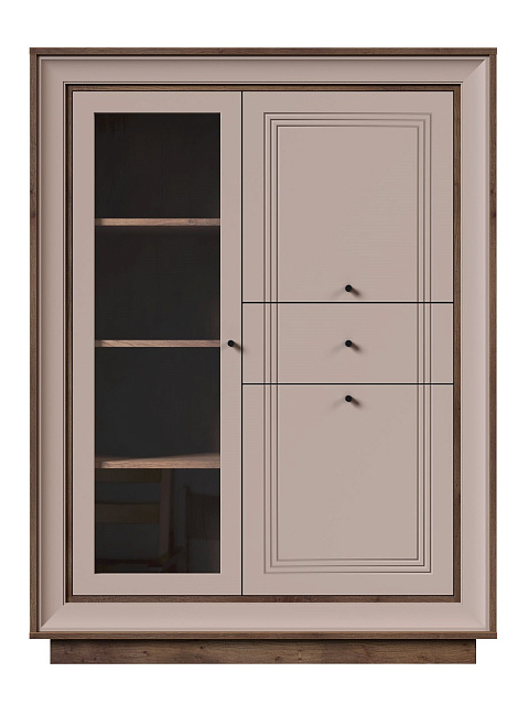 Шкаф с витриной «Прато» низкий, таксония шоколад/кофе с молоком. Фото 1