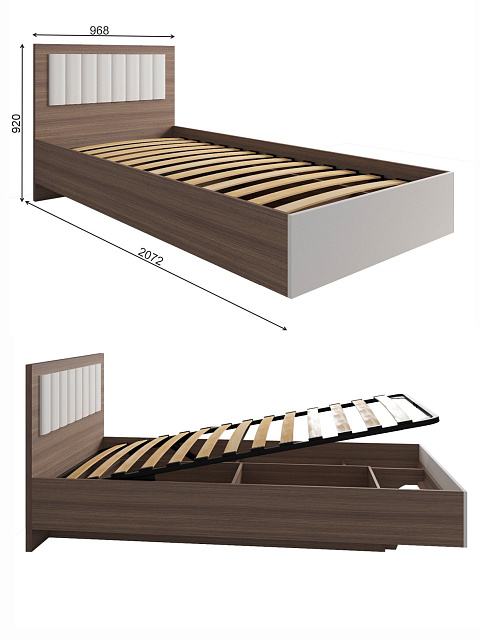 Кровать Роза 90x200см, графит скин. Фото 6