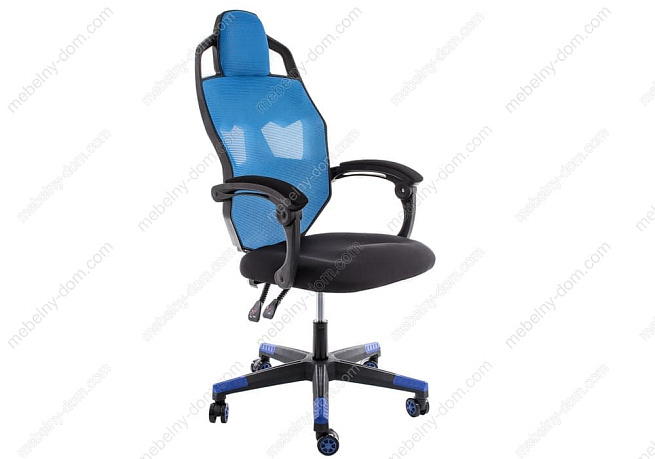 Компьютерное кресло Knight черное / голубое. Фото 2