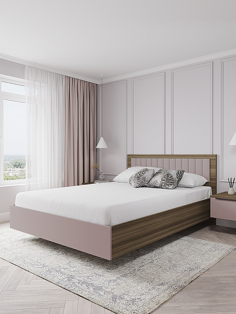 Кровать Роза 140x200см, пудра скин. Фото 1