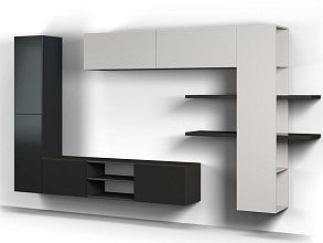 Шкаф навесной «Альда 2Д» КМК 0782.2, черный/черный глянец от магазина Мебельный дом