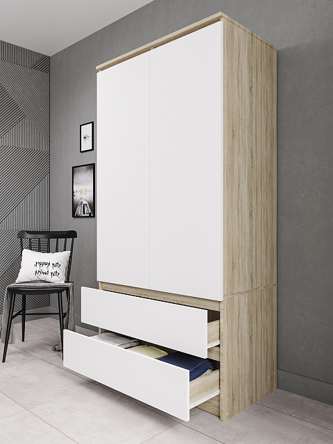 Шкаф Мори МШ 900.1, Сонома/Белый. Фото 4