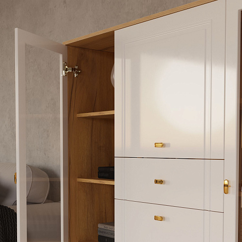 Шкаф-витрина Вега Сапфир 140, белый глянец. Фото 6