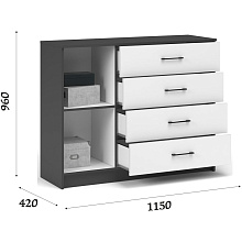 Комод «Чикаго» 1д4ящ Антрацит/Белый от магазина Мебельный дом