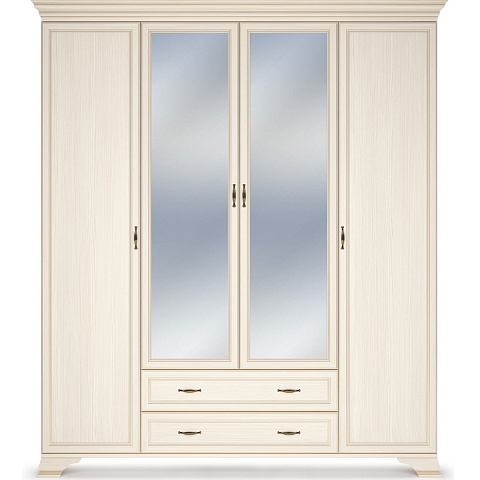 Шкаф Сиена 4дв с зеркалом, бежевый. Фото 2