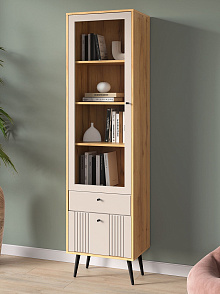 Шкаф с витриной Вега Саксония 54, миндаль от магазина Мебельный дом