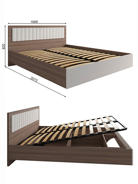 Кровать Роза 160x200см, графит скин. Фото 5