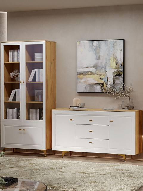 Шкаф-витрина Вега Сапфир 2дв, белый глянец. Фото 6