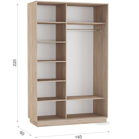 Шкаф-купе «Тетрис» 140/220 ДД, Дуб сонома. Фото 2