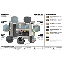 Кухонный гарнитур «Равенна Сити» 3,05x1,25см, Сумеречный голубой/Антрацит от магазина Мебельный дом