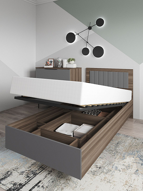 Кровать Роза 90x200см, графит скин. Фото 3