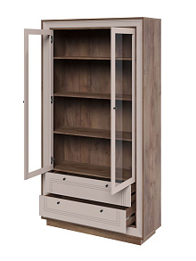 Шкаф с витриной «Прато» 2дв, таксония шоколад/кофе с молоком от магазина Мебельный дом