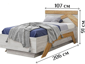Кровать «Скандинавия 900» КМК 0905.2, Бетон пайн светлый/ дуб наварра от магазина Мебельный дом