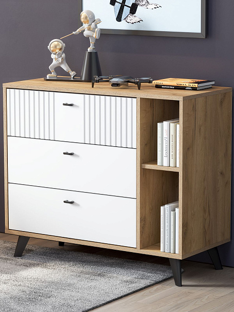 Комод «Милан» 3я, дуб золотой/белый матовый. Фото 4