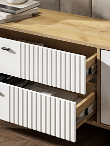 Тумба ТВ «Милан» с ящиками, дуб золотой/белый матовый от магазина Мебельный дом