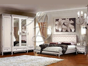 Кровать из массива дуба «Фальконе-1» ГМ 5181, белый с патиной от магазина Мебельный дом