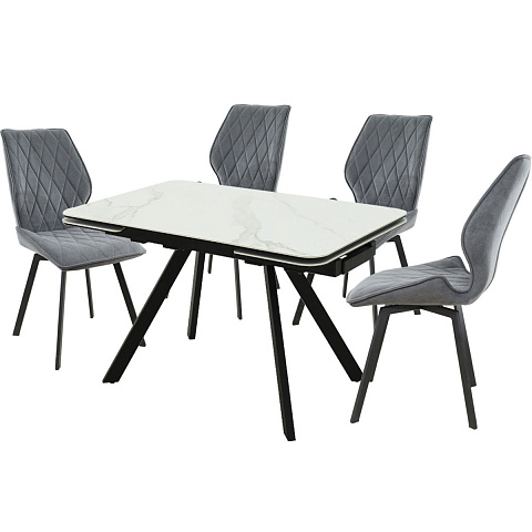 Обеденная группа (Стол Leon new и 4 стула Амаретто), серый. Фото 1