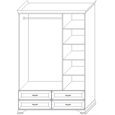 Шкаф Сиена 3дв с зеркалом, бежевый. Фото 5