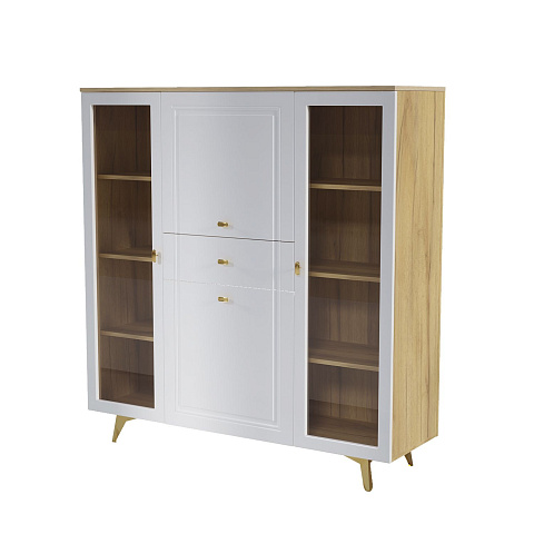 Шкаф-витрина Вега Сапфир 140, белый глянец. Фото 1