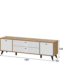 Тумба ТВ «Милан» с ящиками, дуб золотой/белый матовый от магазина Мебельный дом
