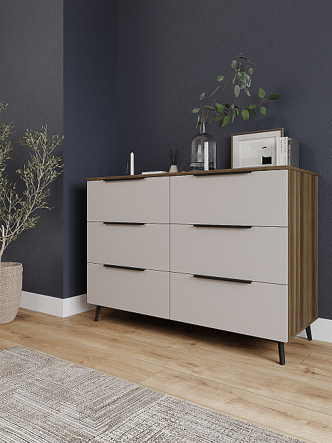 Комод Роза 1300 Ройс, бежевый скин. Фото 1