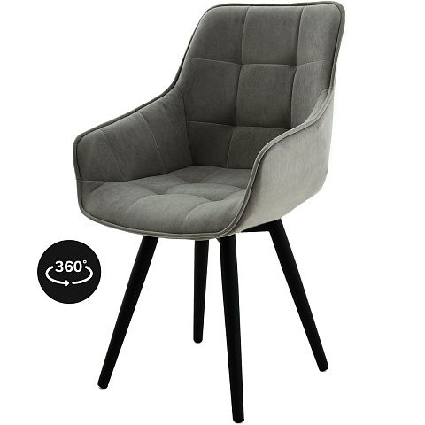 Стул «Торрес», велюр Бренди грей, каркас вращения черный. Фото 1