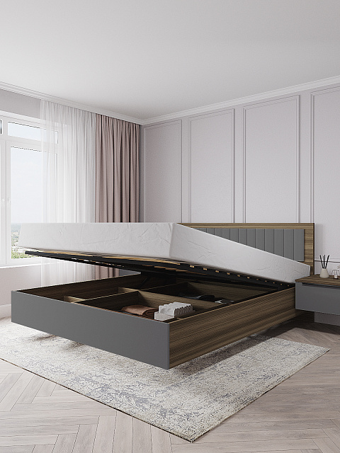 Кровать Роза 160x200см, графит скин. Фото 2