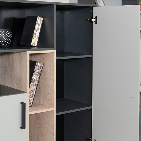 Комод «Квадро» 100 высокий Антрацит/Дуб эндгрейн/Шиншилла/Белый. Фото 9