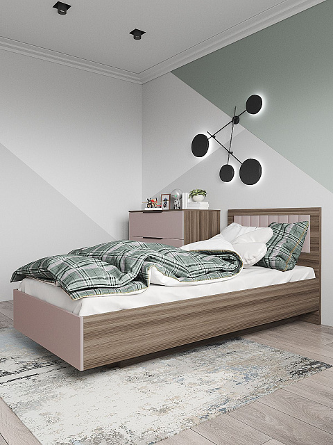 Кровать Роза 90x200см, пудра скин. Фото 1