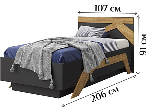 Кровать «Скандинавия 900» КМК 0905.2, Графит/ дуб наварра от магазина Мебельный дом