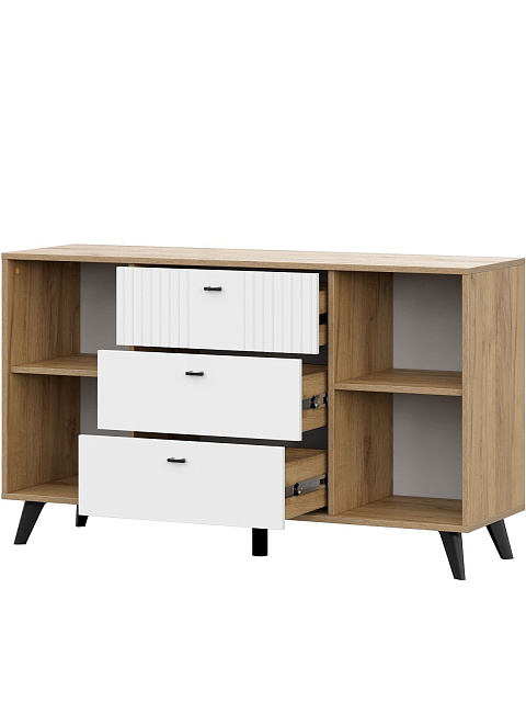 Комод «Милан» 3я2д, дуб золотой/белый. Фото 2